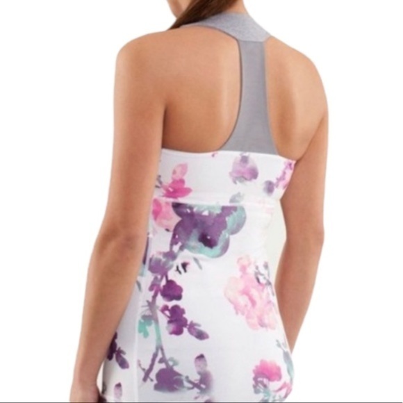Lululemon Floral Scoop Neck Halter Back Rare Activewear Top Sz 6 - Picture 2 of 9